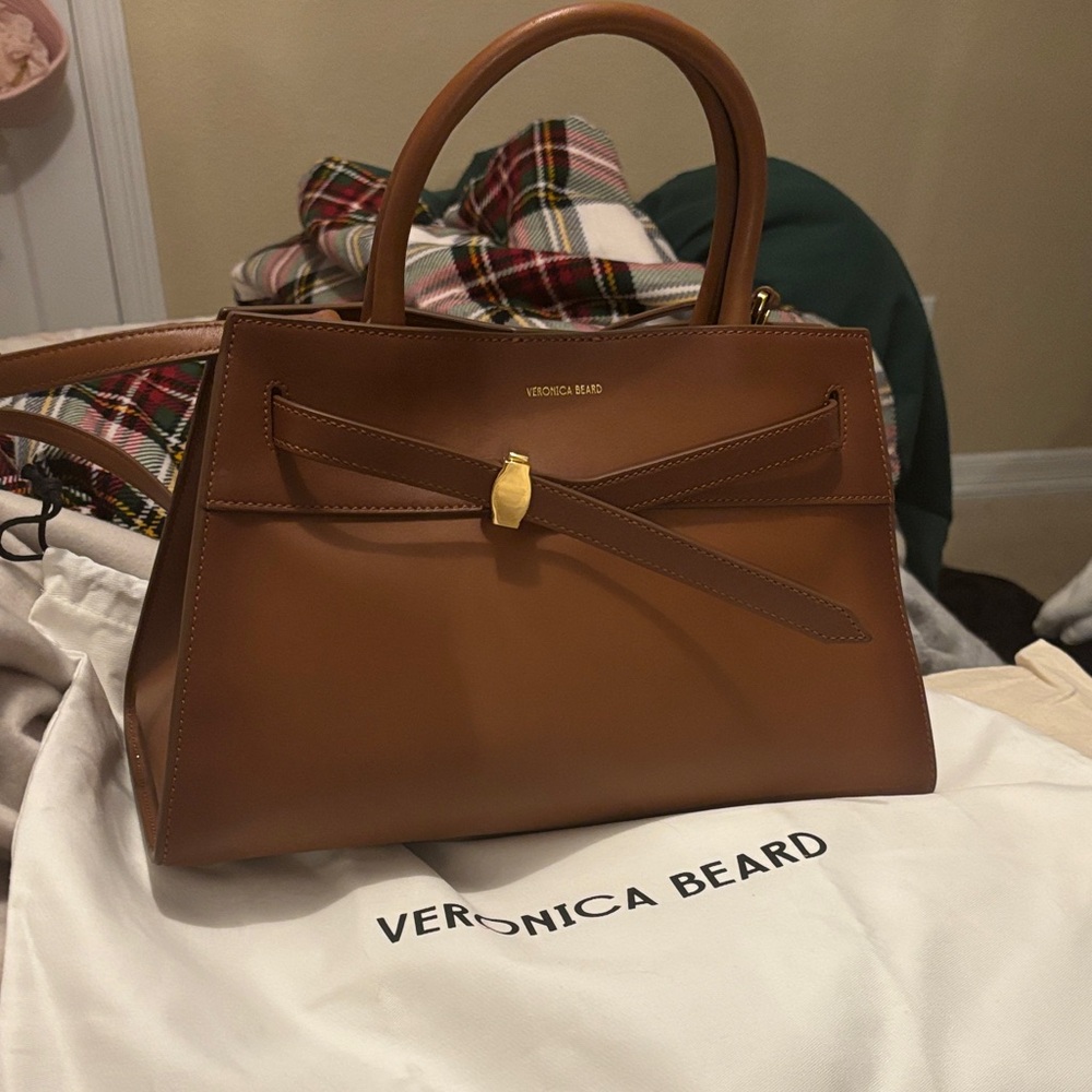Veronica Beard Tan Leather Satchel with Gold Hardware - Picture 5 of 5